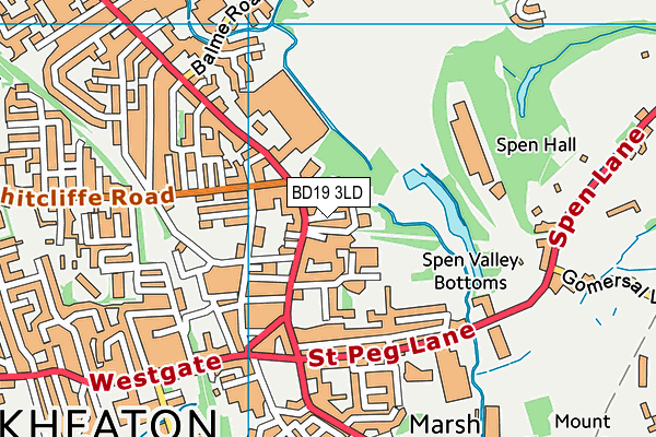 BD19 3LD map - OS VectorMap District (Ordnance Survey)