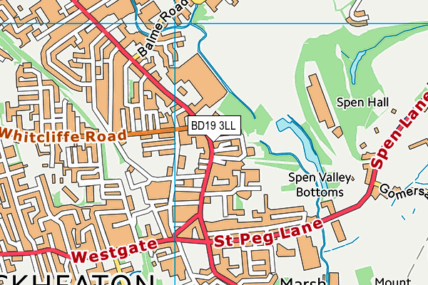 BD19 3LL map - OS VectorMap District (Ordnance Survey)