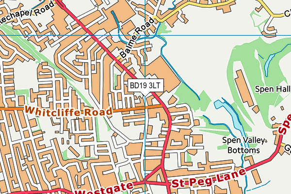 BD19 3LT map - OS VectorMap District (Ordnance Survey)