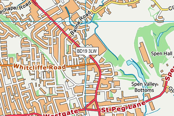 BD19 3LW map - OS VectorMap District (Ordnance Survey)