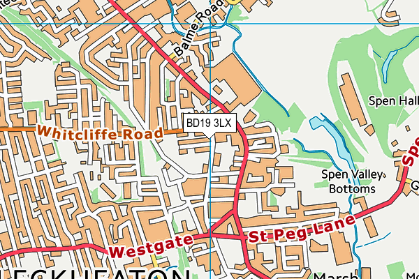 BD19 3LX map - OS VectorMap District (Ordnance Survey)