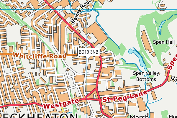 BD19 3NB map - OS VectorMap District (Ordnance Survey)