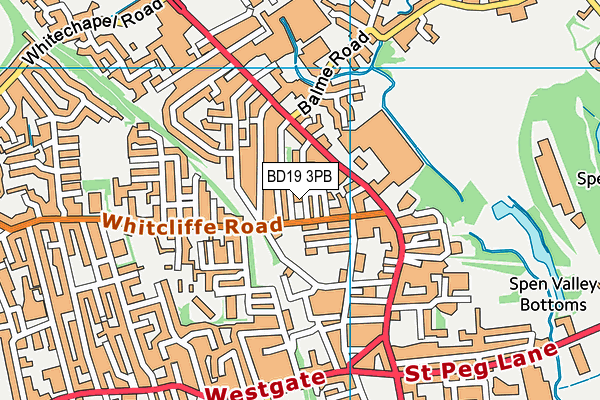 BD19 3PB map - OS VectorMap District (Ordnance Survey)