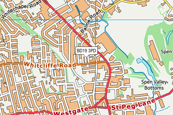 BD19 3PD map - OS VectorMap District (Ordnance Survey)
