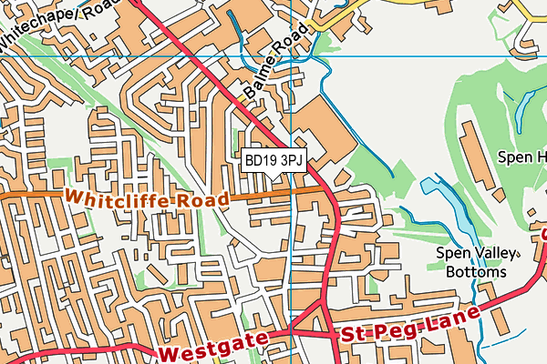 BD19 3PJ map - OS VectorMap District (Ordnance Survey)