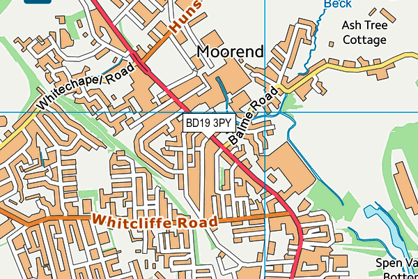 BD19 3PY map - OS VectorMap District (Ordnance Survey)