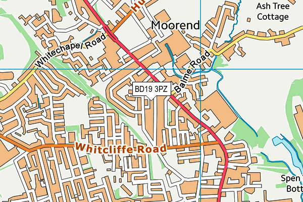 BD19 3PZ map - OS VectorMap District (Ordnance Survey)