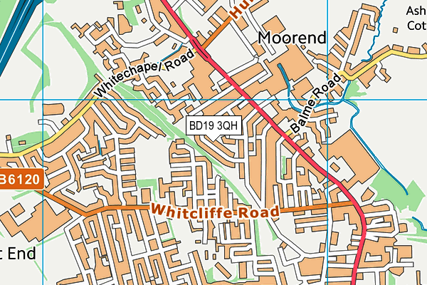 BD19 3QH map - OS VectorMap District (Ordnance Survey)