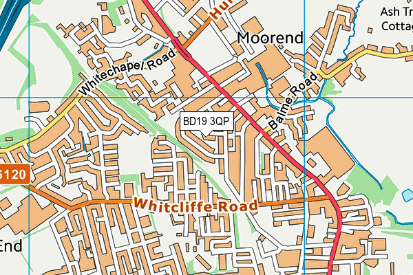 BD19 3QP map - OS VectorMap District (Ordnance Survey)