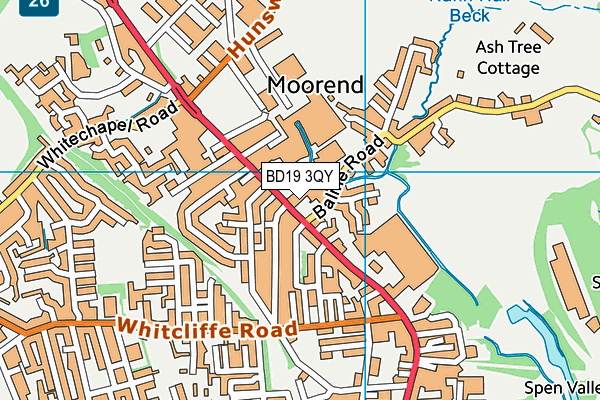 BD19 3QY map - OS VectorMap District (Ordnance Survey)