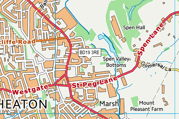 BD19 3RE map - OS VectorMap District (Ordnance Survey)