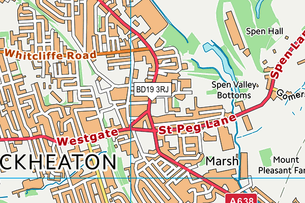 BD19 3RJ map - OS VectorMap District (Ordnance Survey)