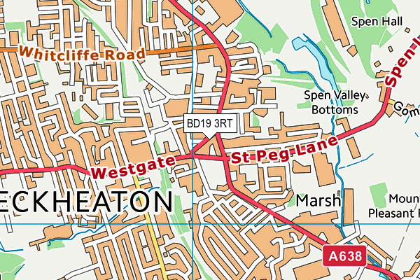 BD19 3RT map - OS VectorMap District (Ordnance Survey)