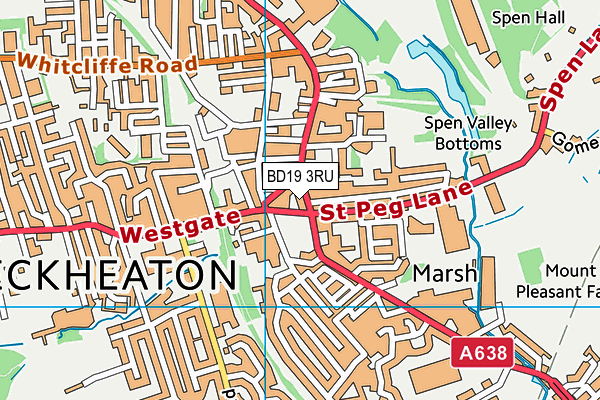 BD19 3RU map - OS VectorMap District (Ordnance Survey)