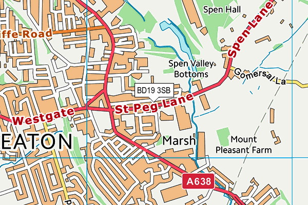 BD19 3SB map - OS VectorMap District (Ordnance Survey)