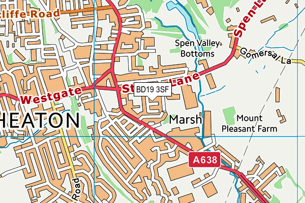 BD19 3SF map - OS VectorMap District (Ordnance Survey)