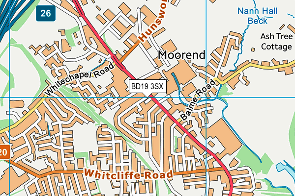 BD19 3SX map - OS VectorMap District (Ordnance Survey)