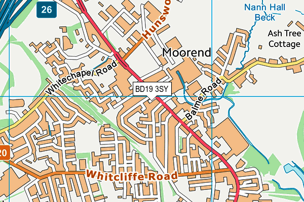 BD19 3SY map - OS VectorMap District (Ordnance Survey)