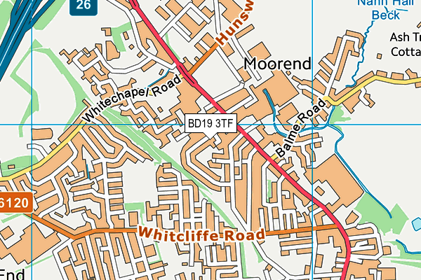 BD19 3TF map - OS VectorMap District (Ordnance Survey)