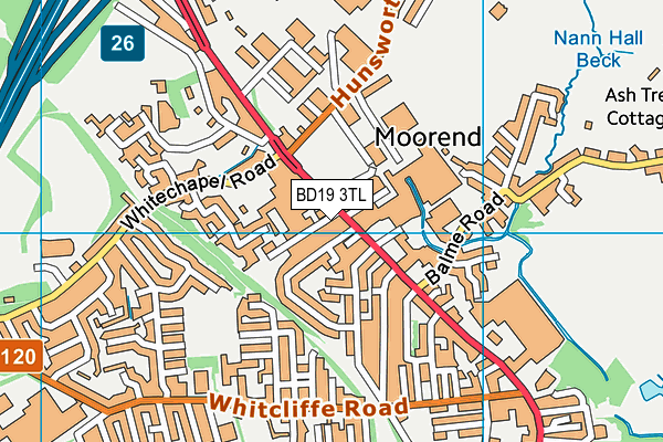BD19 3TL map - OS VectorMap District (Ordnance Survey)