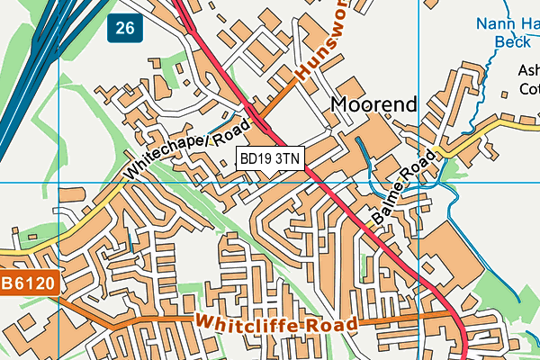 BD19 3TN map - OS VectorMap District (Ordnance Survey)
