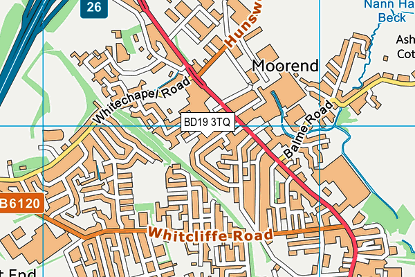 BD19 3TQ map - OS VectorMap District (Ordnance Survey)