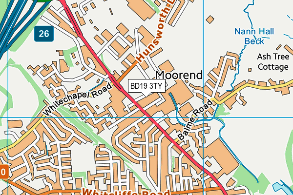 Moorend Recreation Ground map (BD19 3TY) - OS VectorMap District (Ordnance Survey)