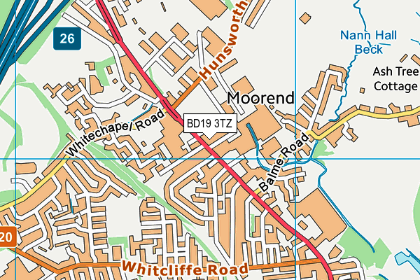 BD19 3TZ map - OS VectorMap District (Ordnance Survey)