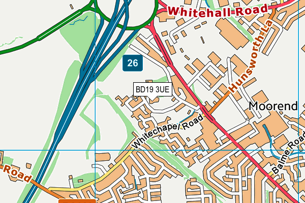 BD19 3UE map - OS VectorMap District (Ordnance Survey)