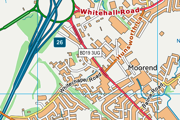 BD19 3UG map - OS VectorMap District (Ordnance Survey)