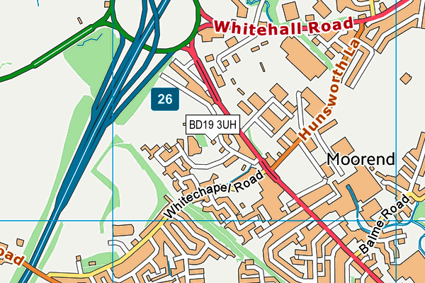 BD19 3UH map - OS VectorMap District (Ordnance Survey)