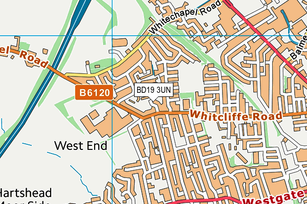 BD19 3UN map - OS VectorMap District (Ordnance Survey)