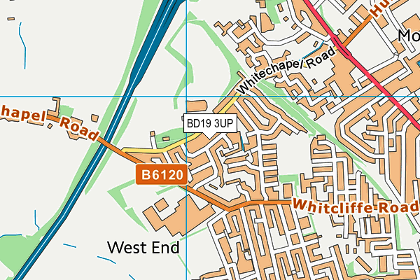 BD19 3UP map - OS VectorMap District (Ordnance Survey)