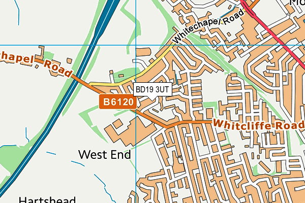 BD19 3UT map - OS VectorMap District (Ordnance Survey)