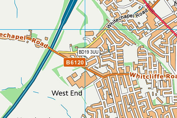 BD19 3UU map - OS VectorMap District (Ordnance Survey)