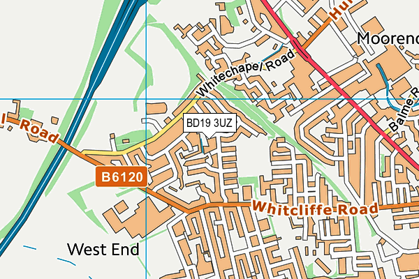 BD19 3UZ map - OS VectorMap District (Ordnance Survey)