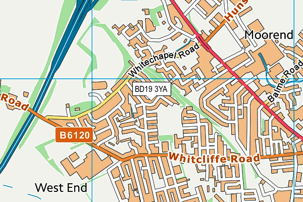 BD19 3YA map - OS VectorMap District (Ordnance Survey)