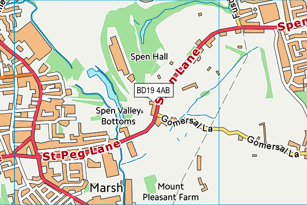 BD19 4AB map - OS VectorMap District (Ordnance Survey)