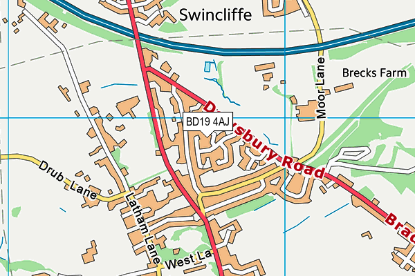 BD19 4AJ map - OS VectorMap District (Ordnance Survey)