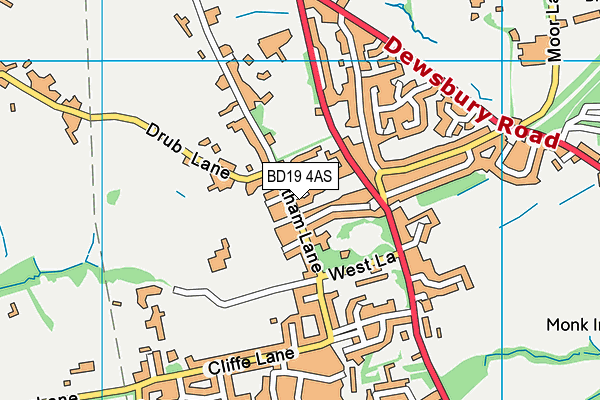 BD19 4AS map - OS VectorMap District (Ordnance Survey)