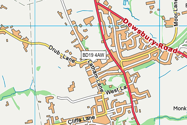 BD19 4AW map - OS VectorMap District (Ordnance Survey)