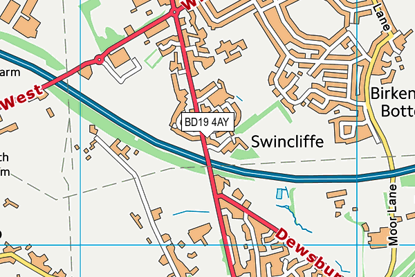 BD19 4AY map - OS VectorMap District (Ordnance Survey)