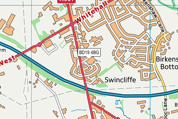 BD19 4BG map - OS VectorMap District (Ordnance Survey)