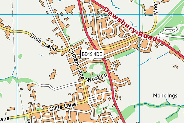 BD19 4DE map - OS VectorMap District (Ordnance Survey)