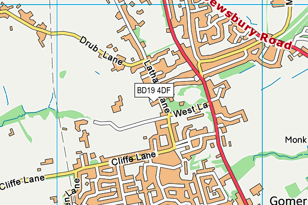 BD19 4DF map - OS VectorMap District (Ordnance Survey)