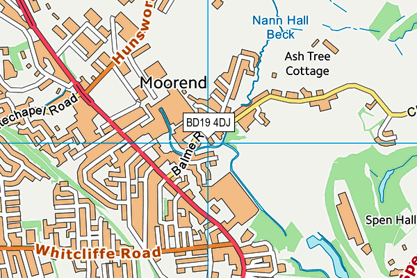 BD19 4DJ map - OS VectorMap District (Ordnance Survey)