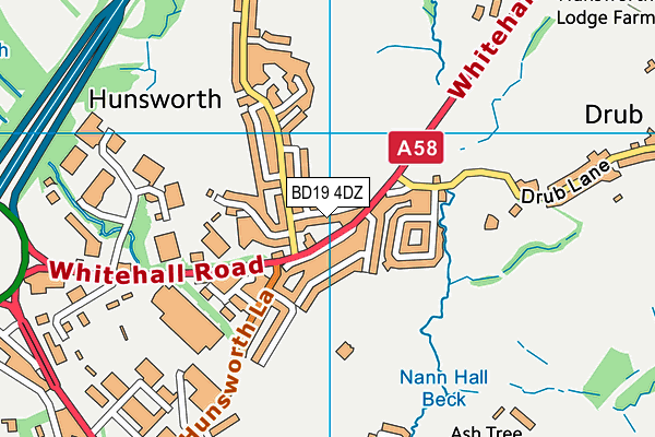 BD19 4DZ map - OS VectorMap District (Ordnance Survey)