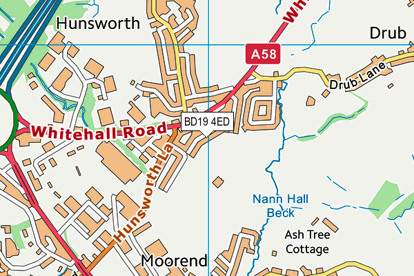 BD19 4ED map - OS VectorMap District (Ordnance Survey)