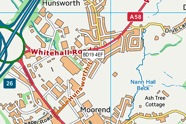 BD19 4EF map - OS VectorMap District (Ordnance Survey)