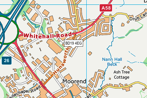 BD19 4EG map - OS VectorMap District (Ordnance Survey)